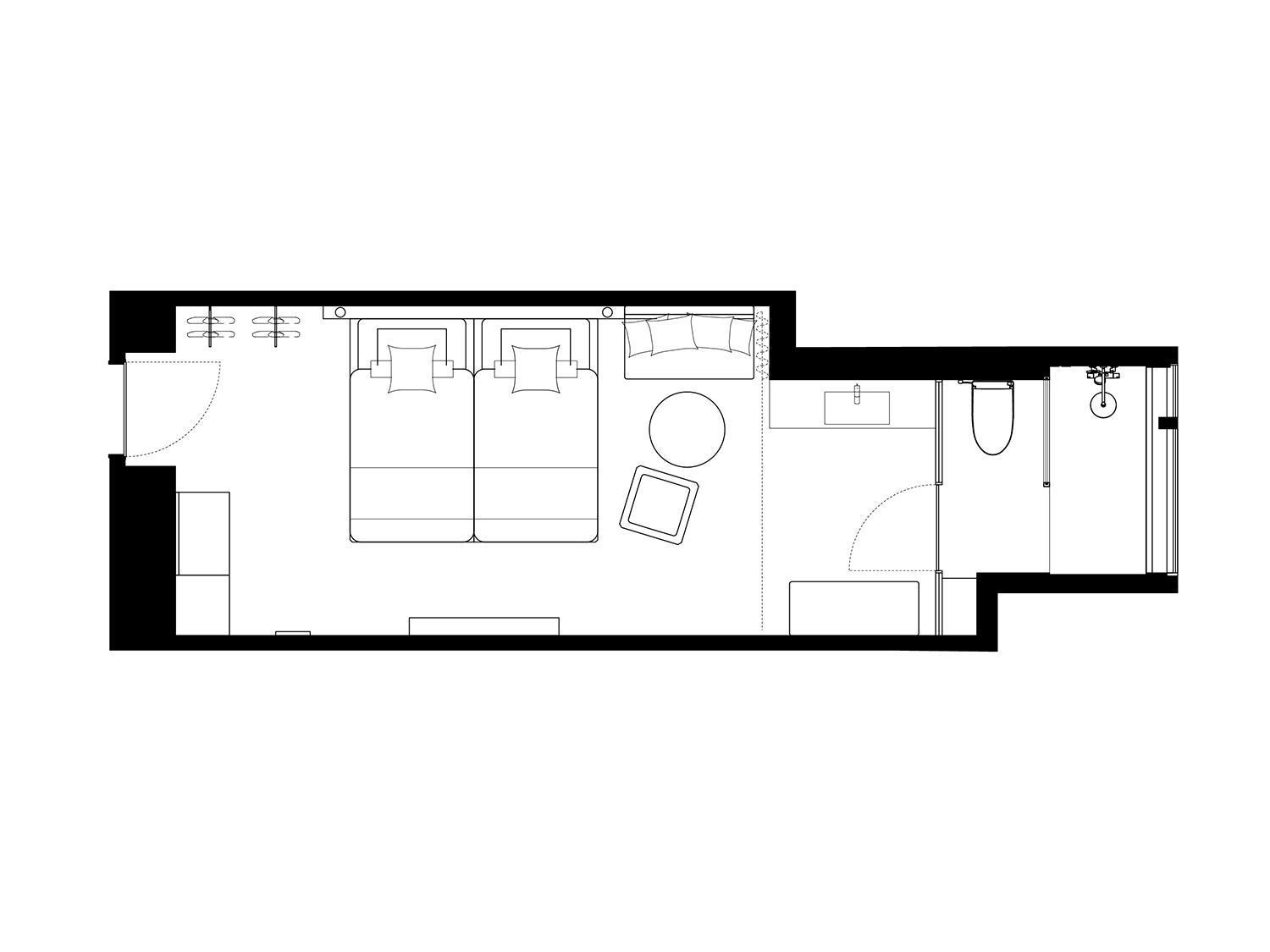 Standard Twin Room with No View and Lounge Access - Non-Smoking