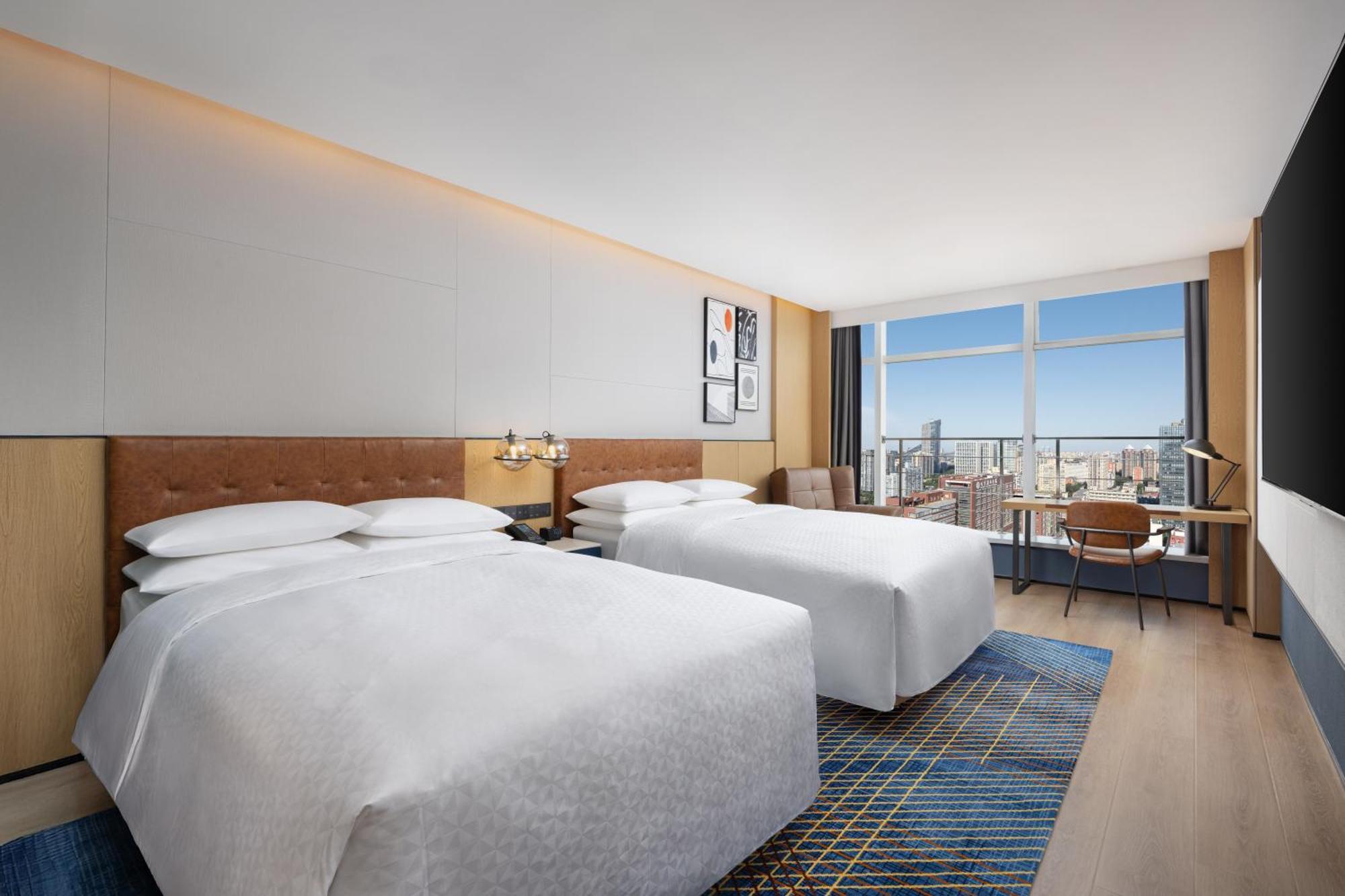 Superior Double Room with Two Double Beds and City View