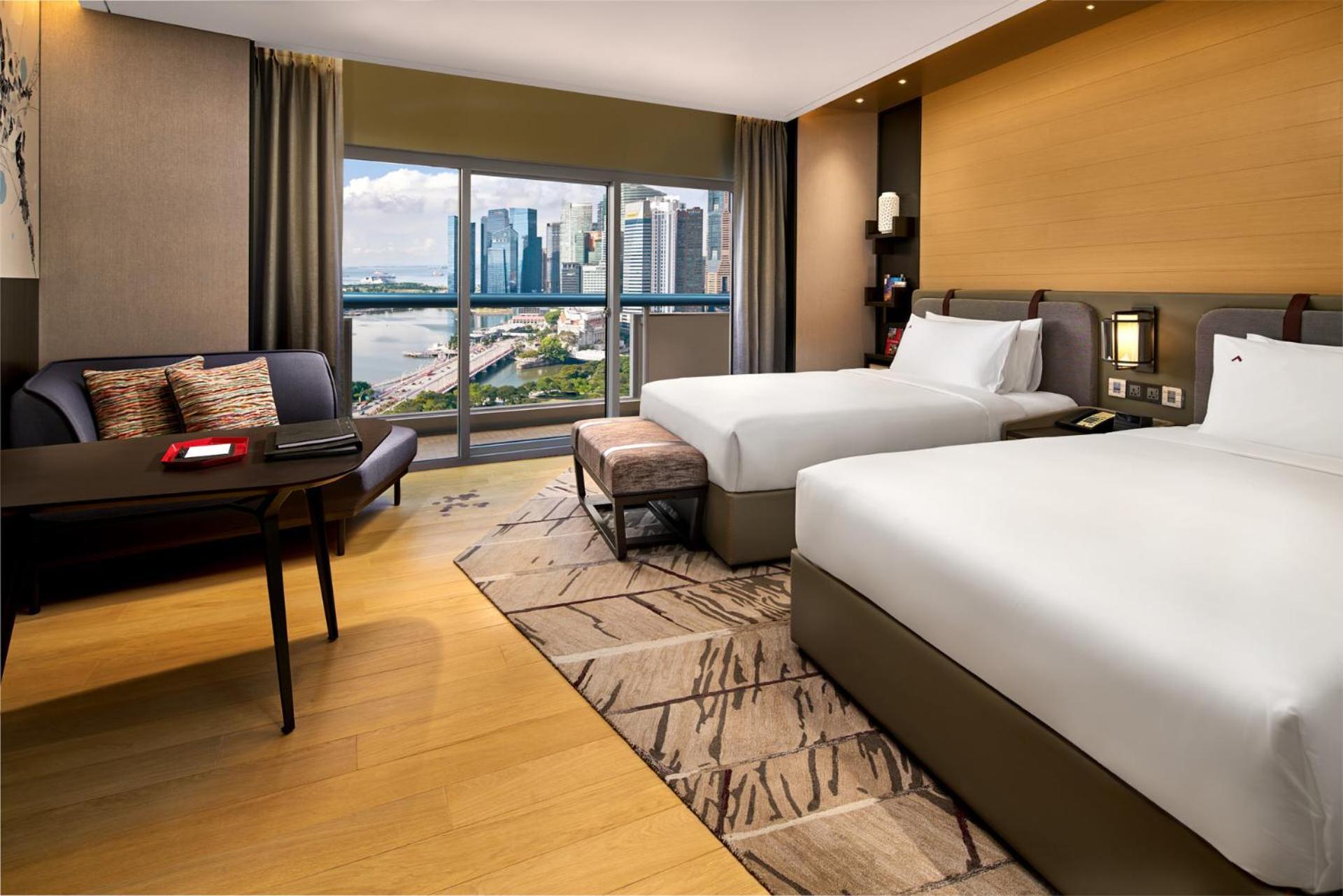 Executive Marina Bay met 2 Tweepersoonsbedden, L65 Loungetoegang, Hoge Verdieping, Balkon, Uitzicht op Marina Bay