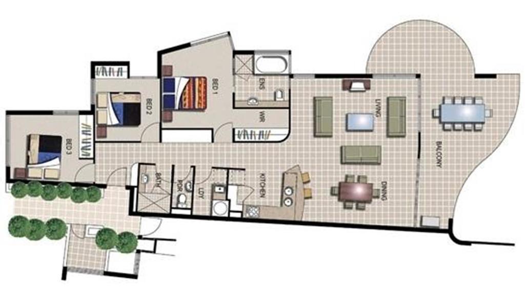 Three-Bedroom Apartment with Spa Bath and Water View